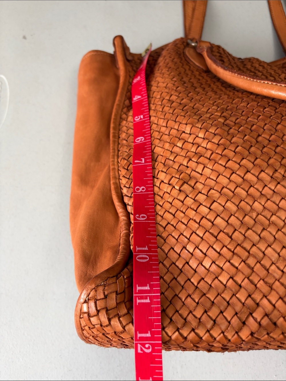 Platania Woven Leather Tote Bag in Cognac made in Italy - Picture 8 of 12